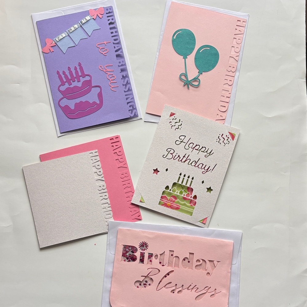 6 Colorful Birthday Greeting Card Set